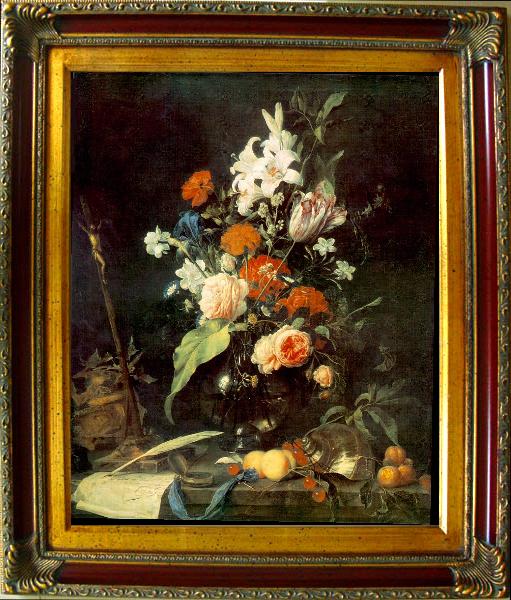 framed  Jan Davidsz. de Heem Flower Still-life with Crucifix and Skull, Ta139